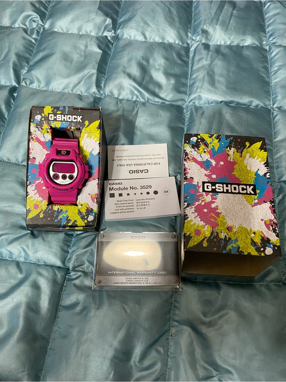 New Bright Pink G-Shock Digital Watch with Colorful Box Artwork